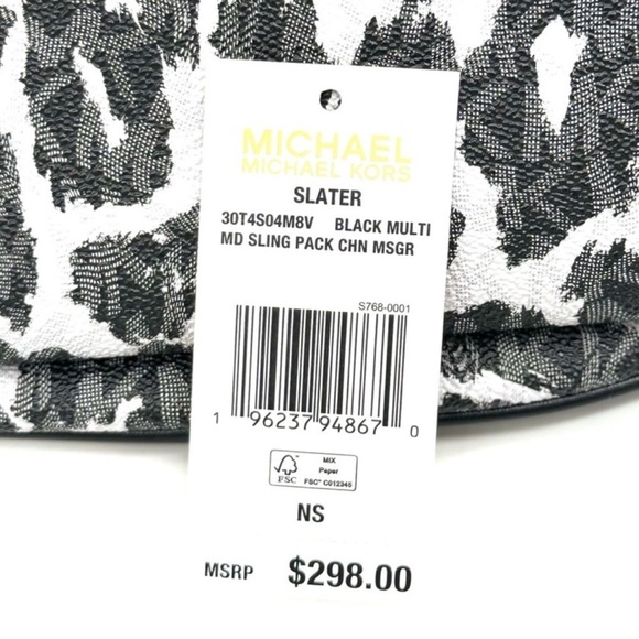 Michael Kors Medium Slater Sling Pack Chain Messenger Crossbody Bag Black Multi - Picture 11 of 11